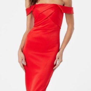 Size XLarge Red Off Shoulder Formal Midi Dress Just Fab